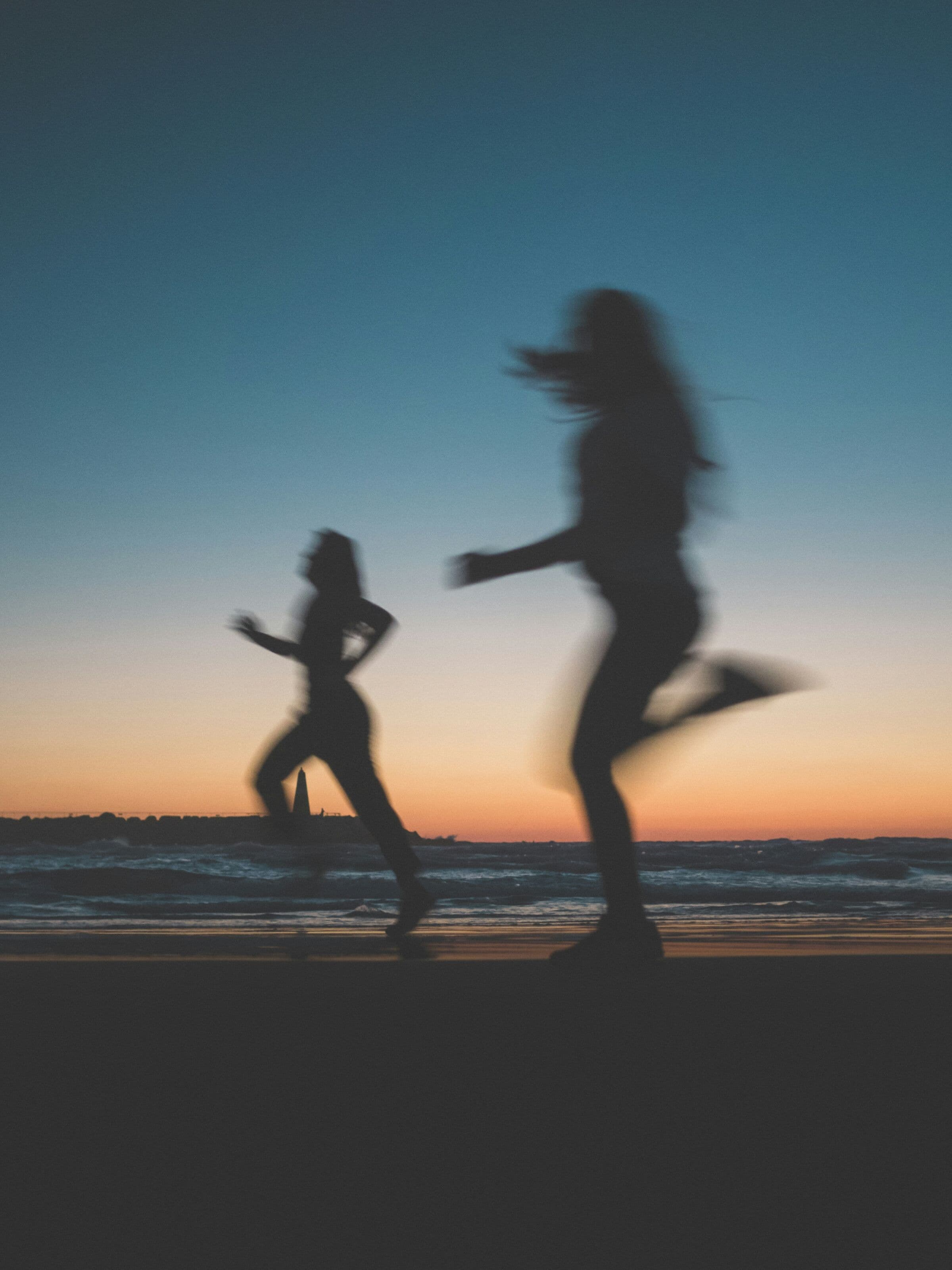 Man running at sunset